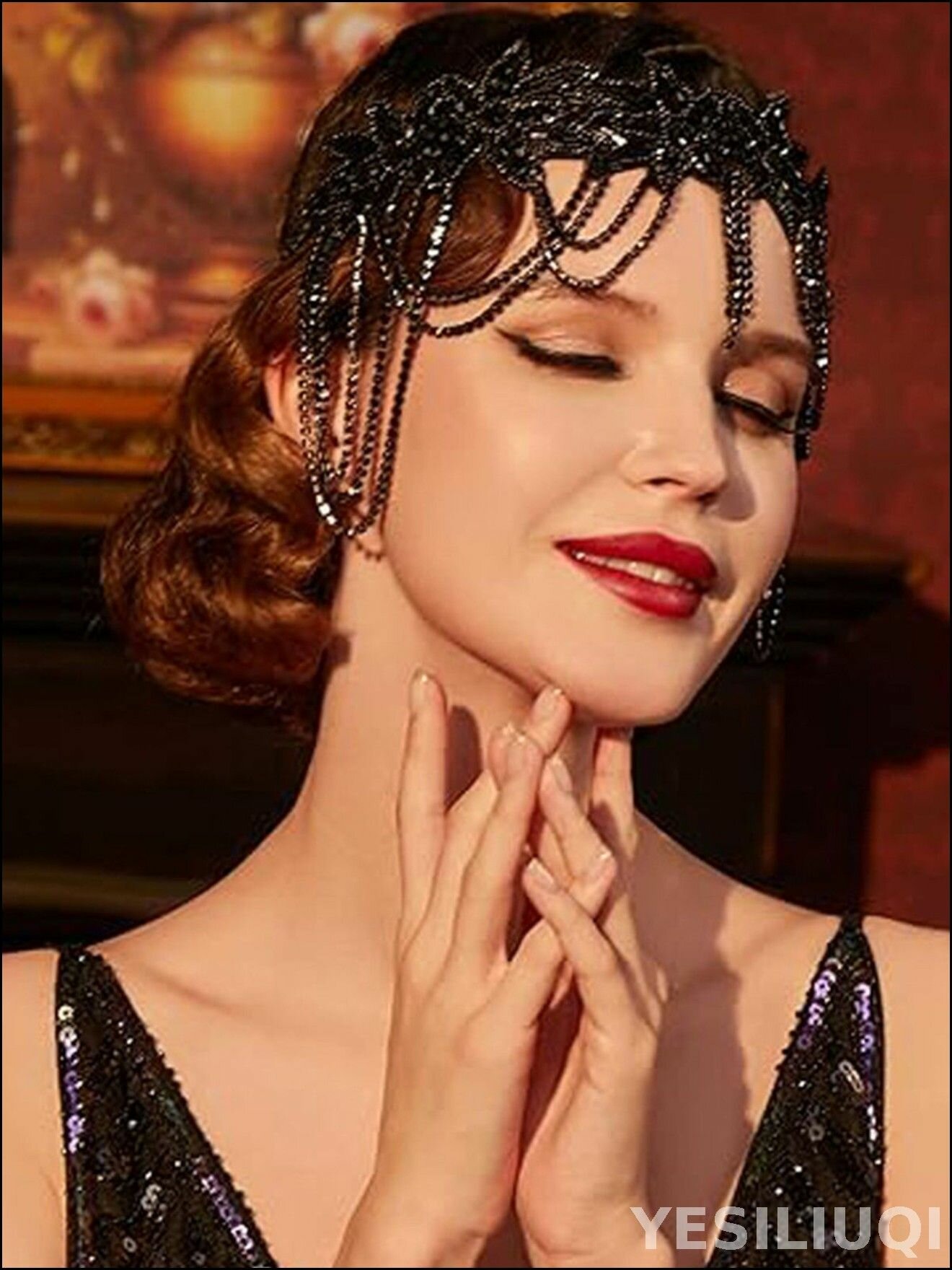 Повязка на голову с пером в стиле Гэтсби женская, черный карнавальный аксессуар с перьями для гангстерской вечеринки Чикаго 20-х годов для женщин