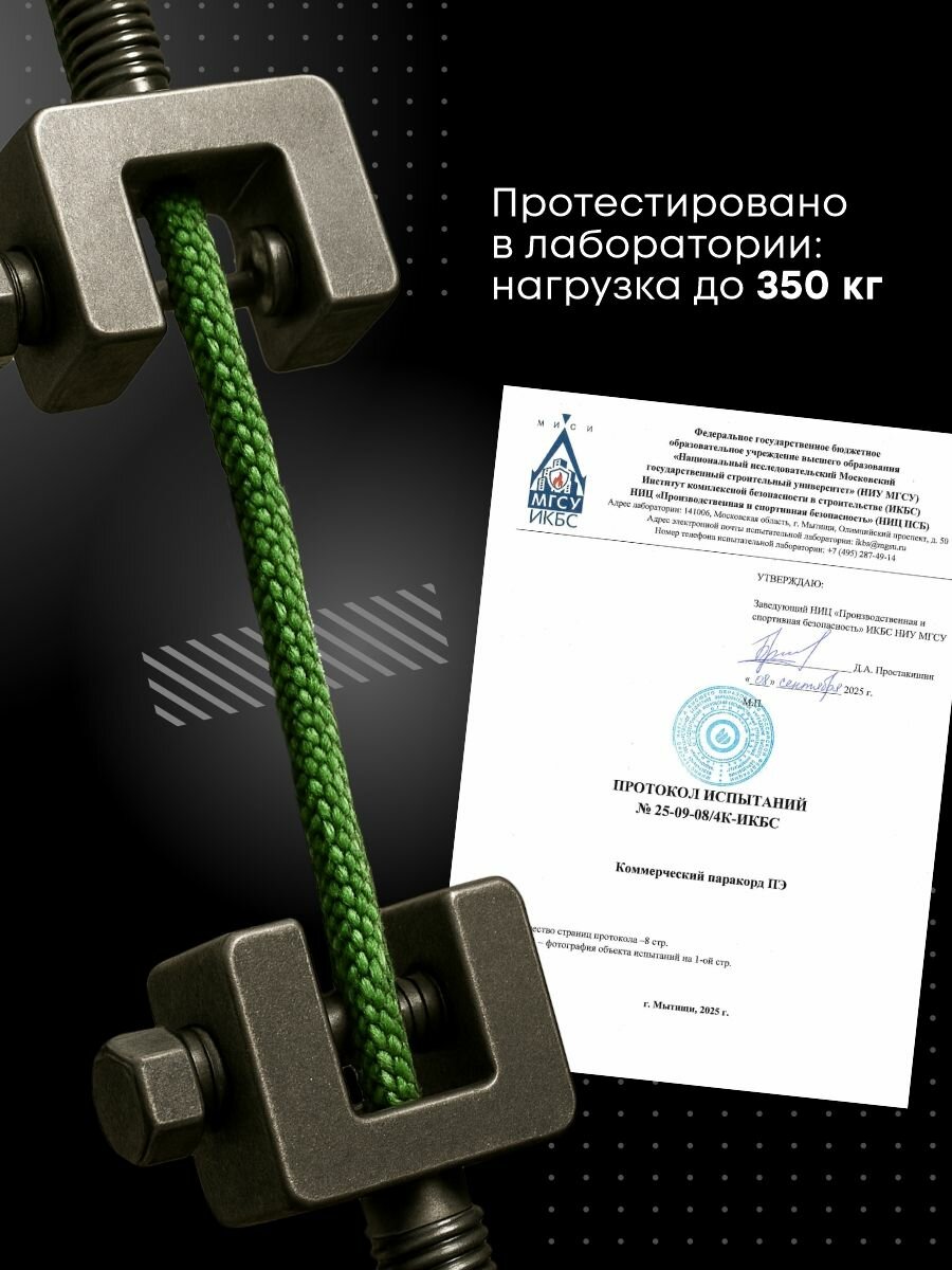 Паракорд 4мм черный, веревка туристическая 10м — фото 4