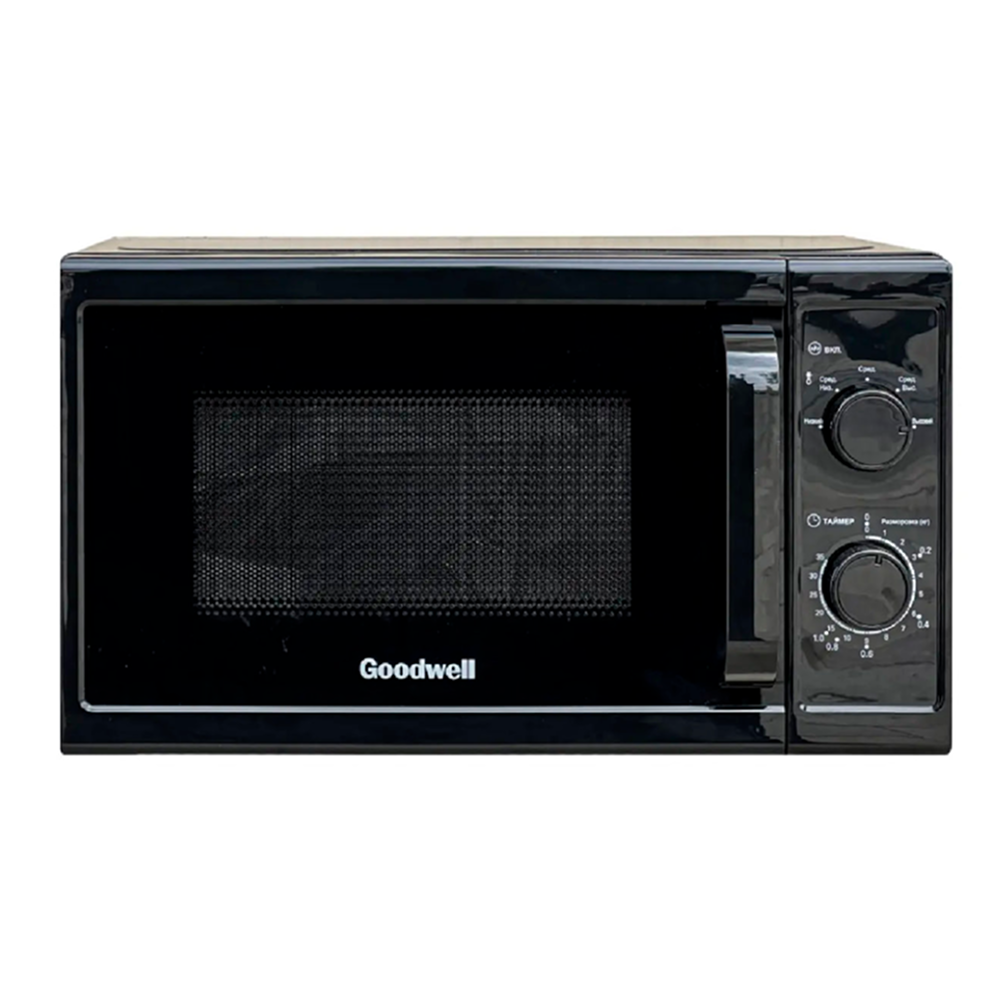 Микроволновая печь Goodwell GMF-2012 BL Black, механическое, Мощность 800 vt, уровней мощности 6, Разморозка, подогрев