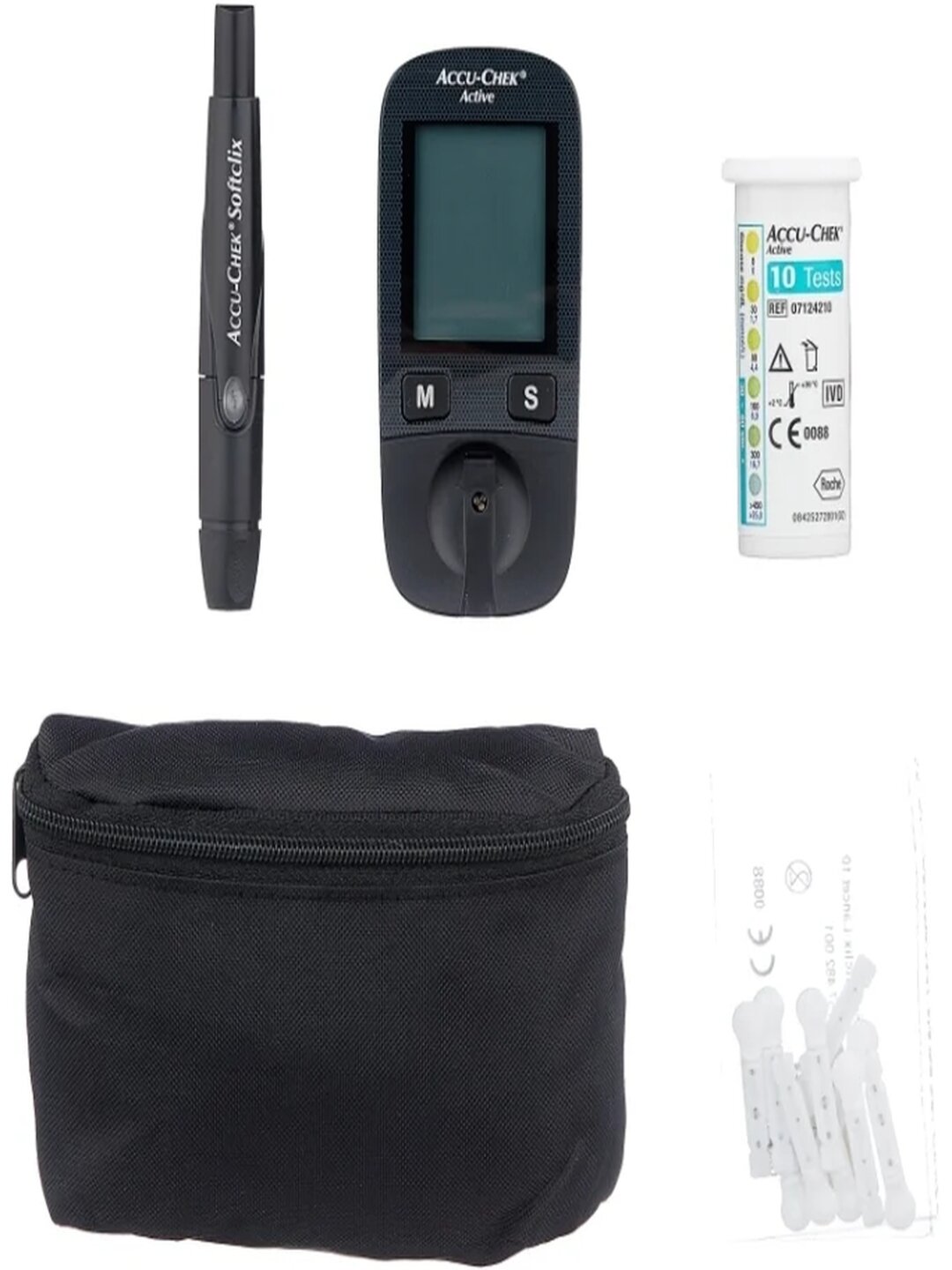 Глюкометр Roche "Акку-Чек Актив", темно-серый, время теста 5 сек, в комплекте 10 тест-полос — фото 1