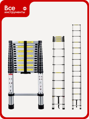 Изображение товара Лестница стальная телескопическая Алюмет 1х15 ступеней. Серия ST 4.4, 5 мм, из стали