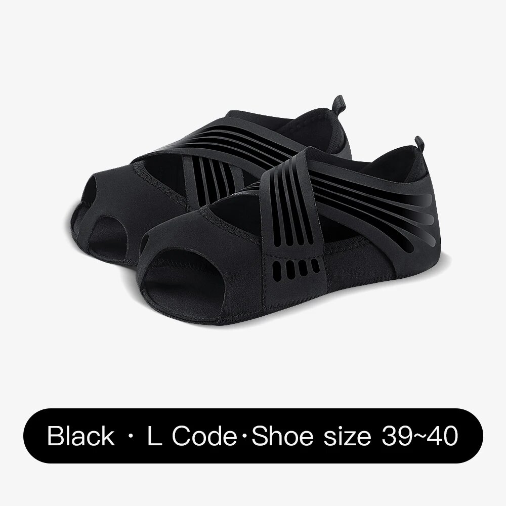 Обувь для йоги женская обувь с мягкой подошвой для пилатеса тренировочные носки для йоги танцевальная обувь с открытой спиной и носки 37 Черный