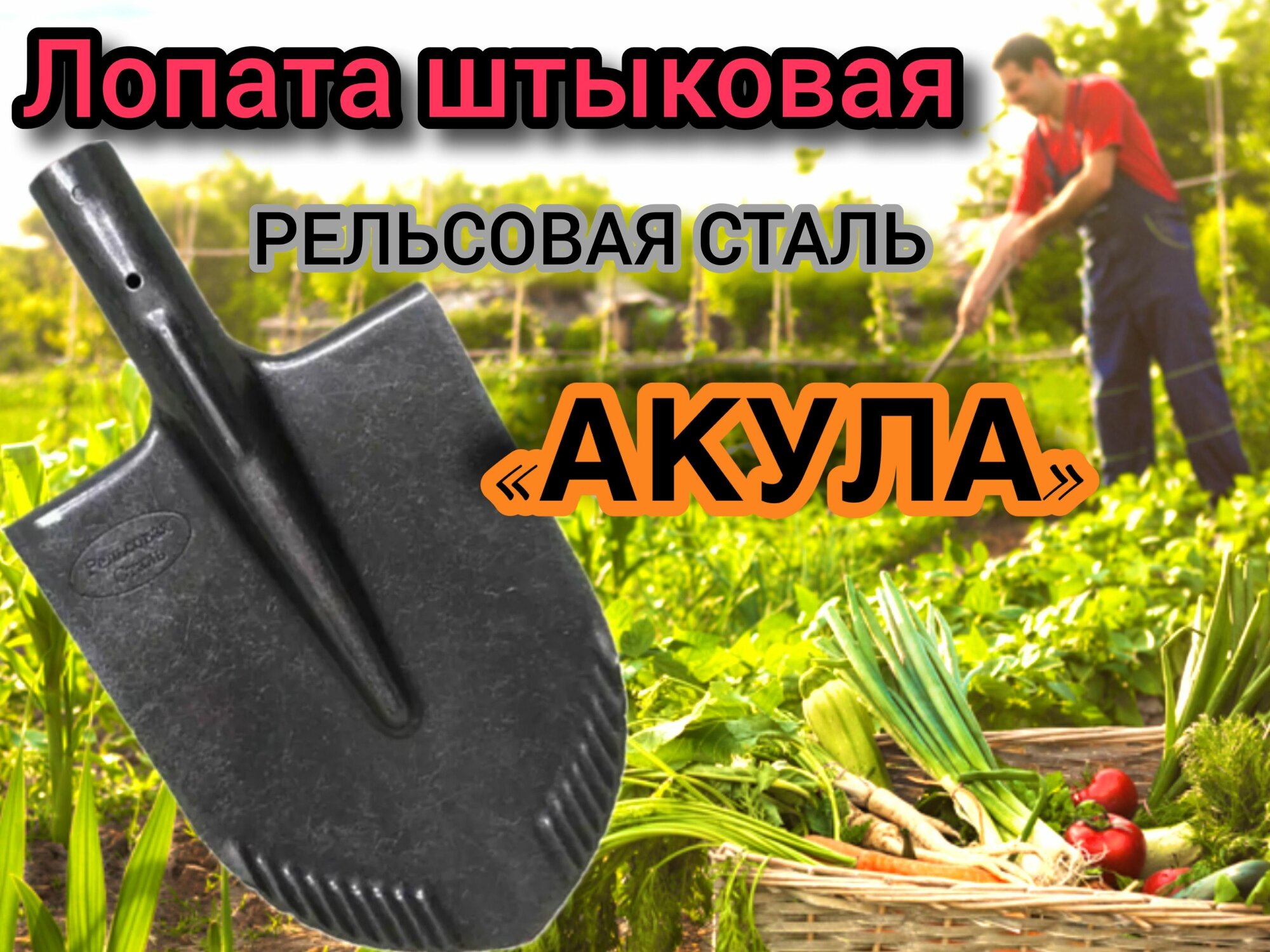 Лопата штыковая с зубьями из рельсовой стали акула (без черенка)