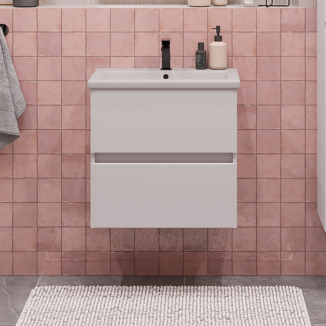 Тумба подвесная SanStar Велья 50 Без раковины для ванной комнаты, белая