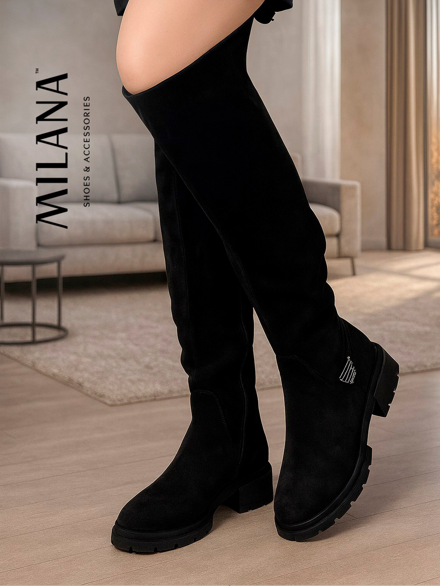 Ботфорты Milana, полнота F (EU)/ на среднюю стопу, размер 38, черный