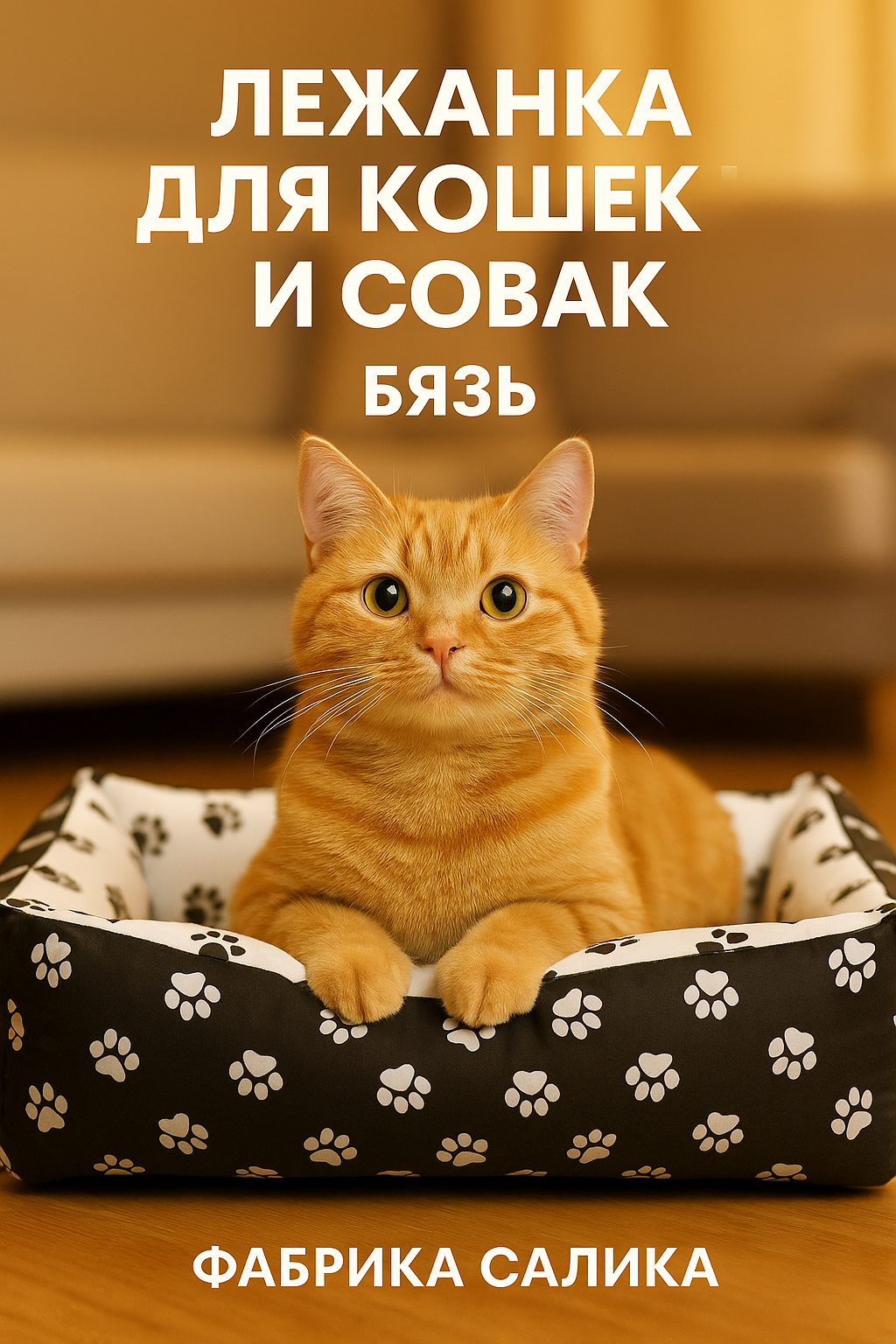 Лежанка для кошек фабрика Салика" 50x40x15 см, с бортиками бязь