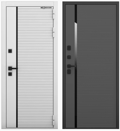 Входная дверь PIANO WHITE с внутренней панелью 053- Антрацит, размер по коробке 880х2050, правая.