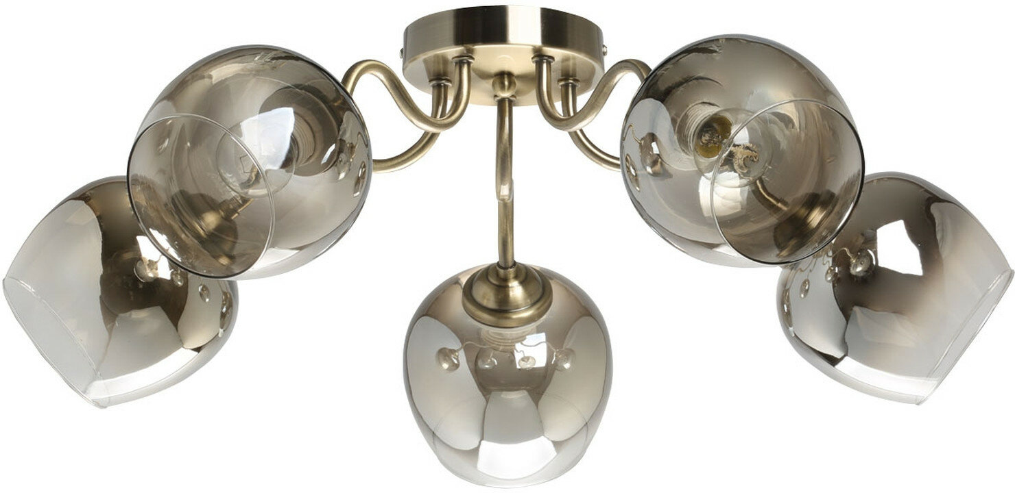 Люстра De City Альфа E27 5 ламп 300 Вт состаренная латунь бесцветная