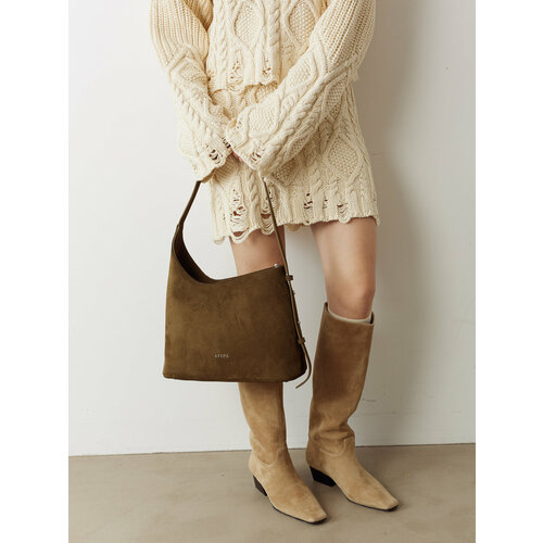 Сумка хобо Afina 762 фактура бархатистая зеленый 19015₽