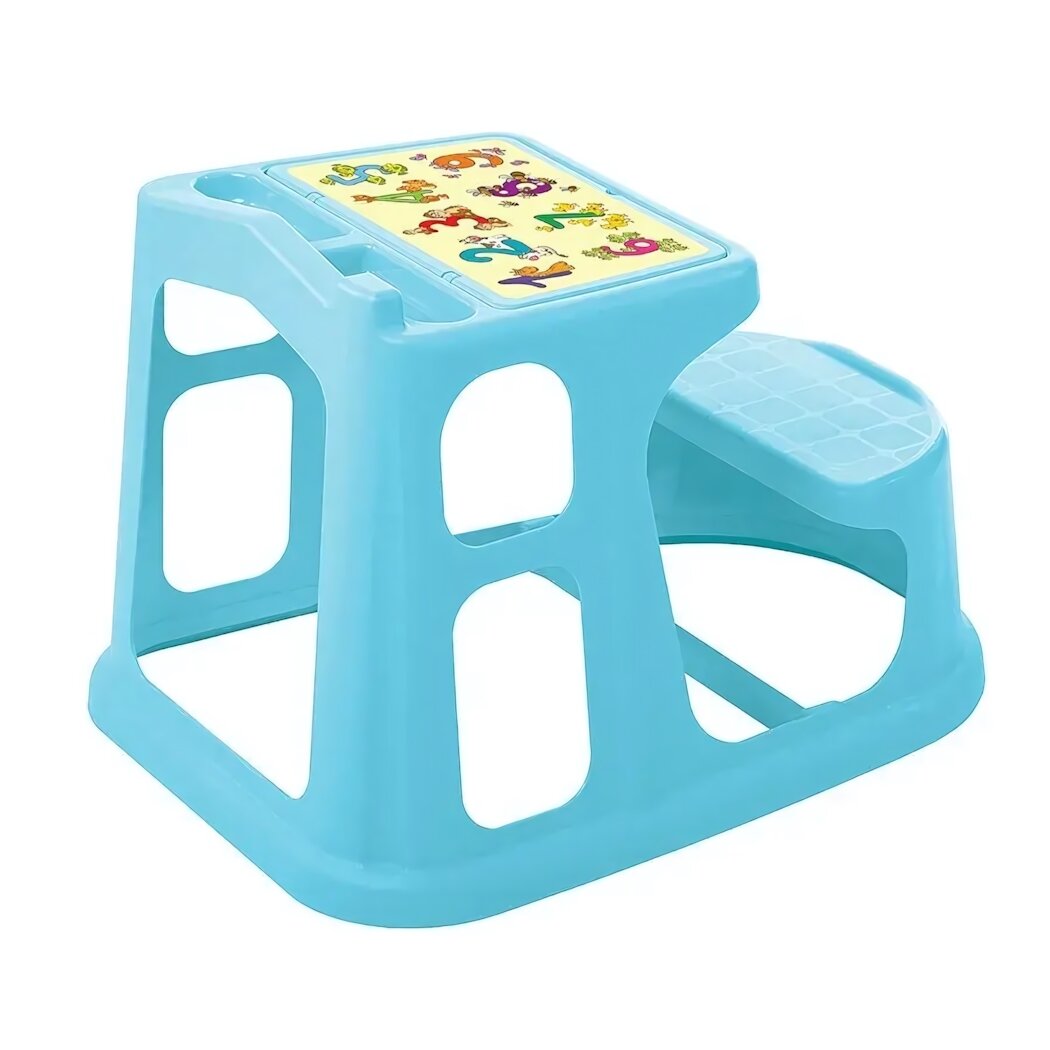 Стол-парта детская с развивающей аппликацией 73х50см пластик голубой