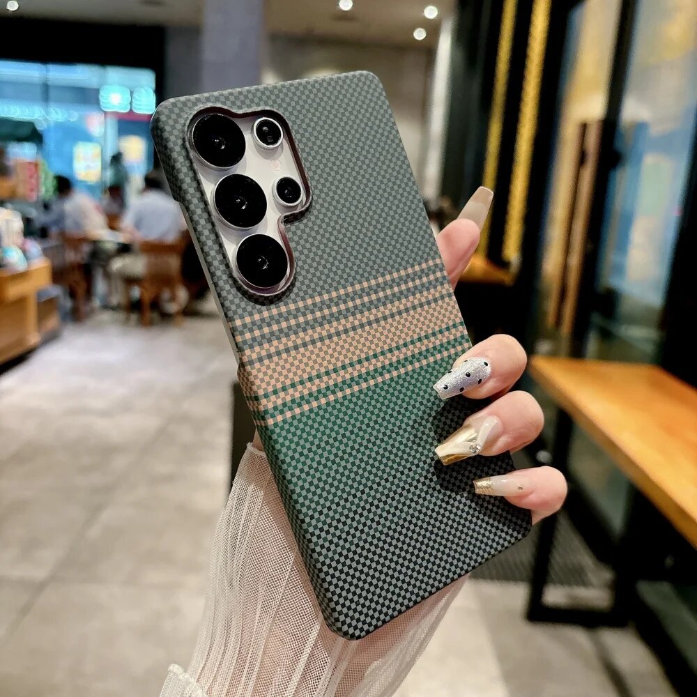 Тонкий магнитный чехол из углеродного волокна для Magsafe для Samsung S25 Ultra S24 FE S23 Plus S22 жесткий чехол для беспроводной зарядки из ПК