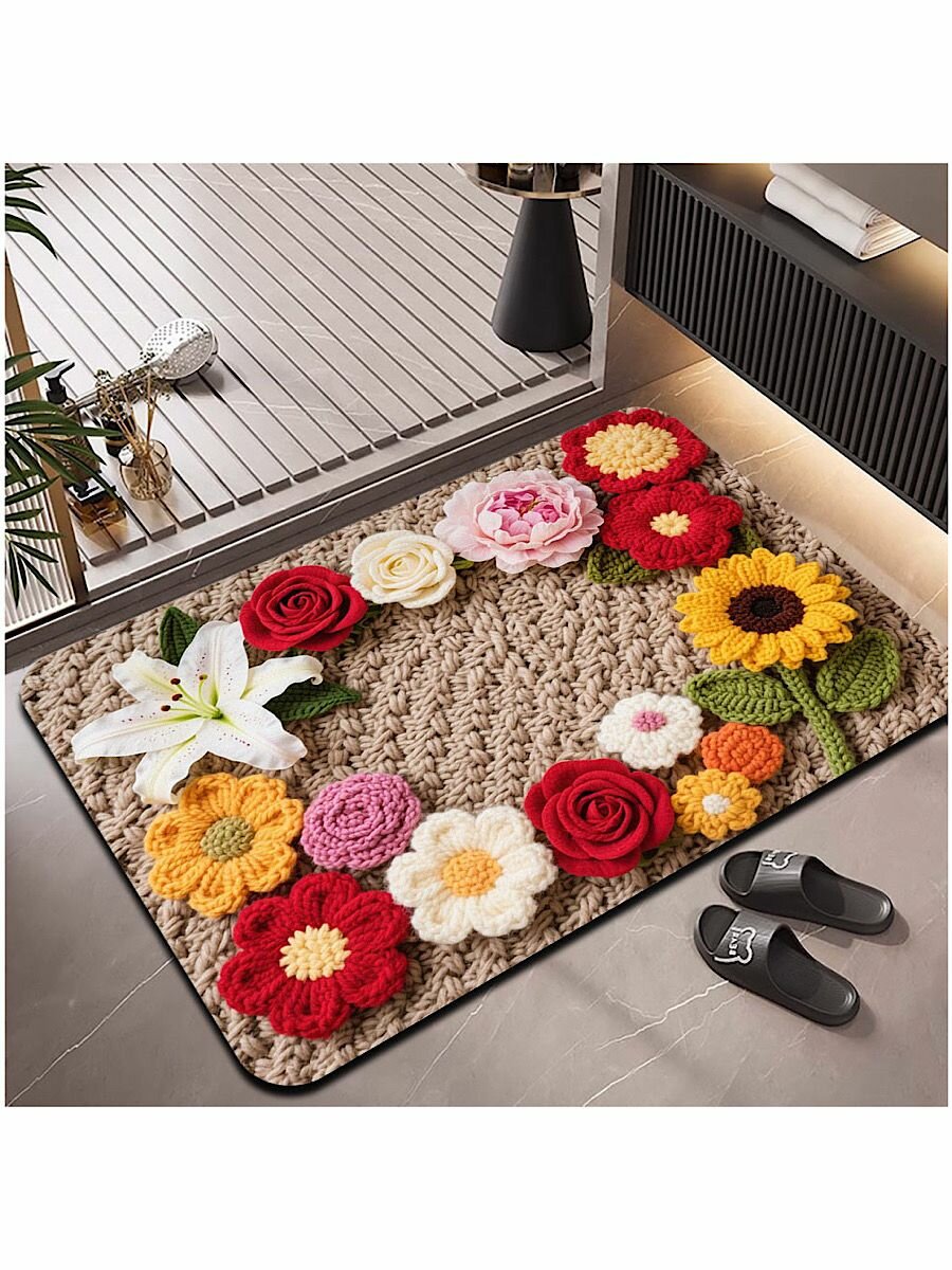 Коврики для ванной из шерстяной ткани нескользящие износостойкие грязеотталкивающие впитывающие коврики40x60