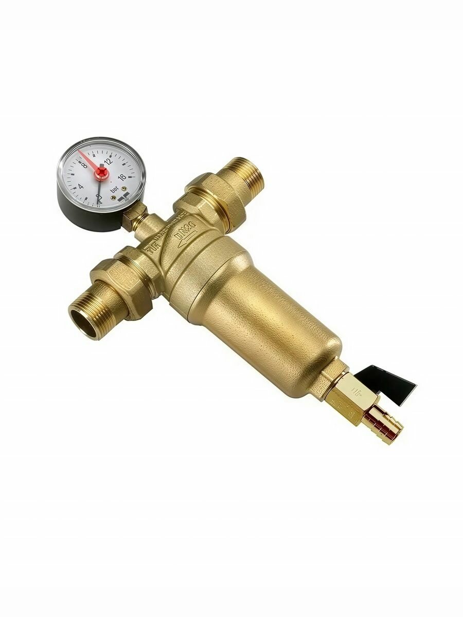 Фильтр промывной 3/4 с манометром латунная колба JH-2001 TIM