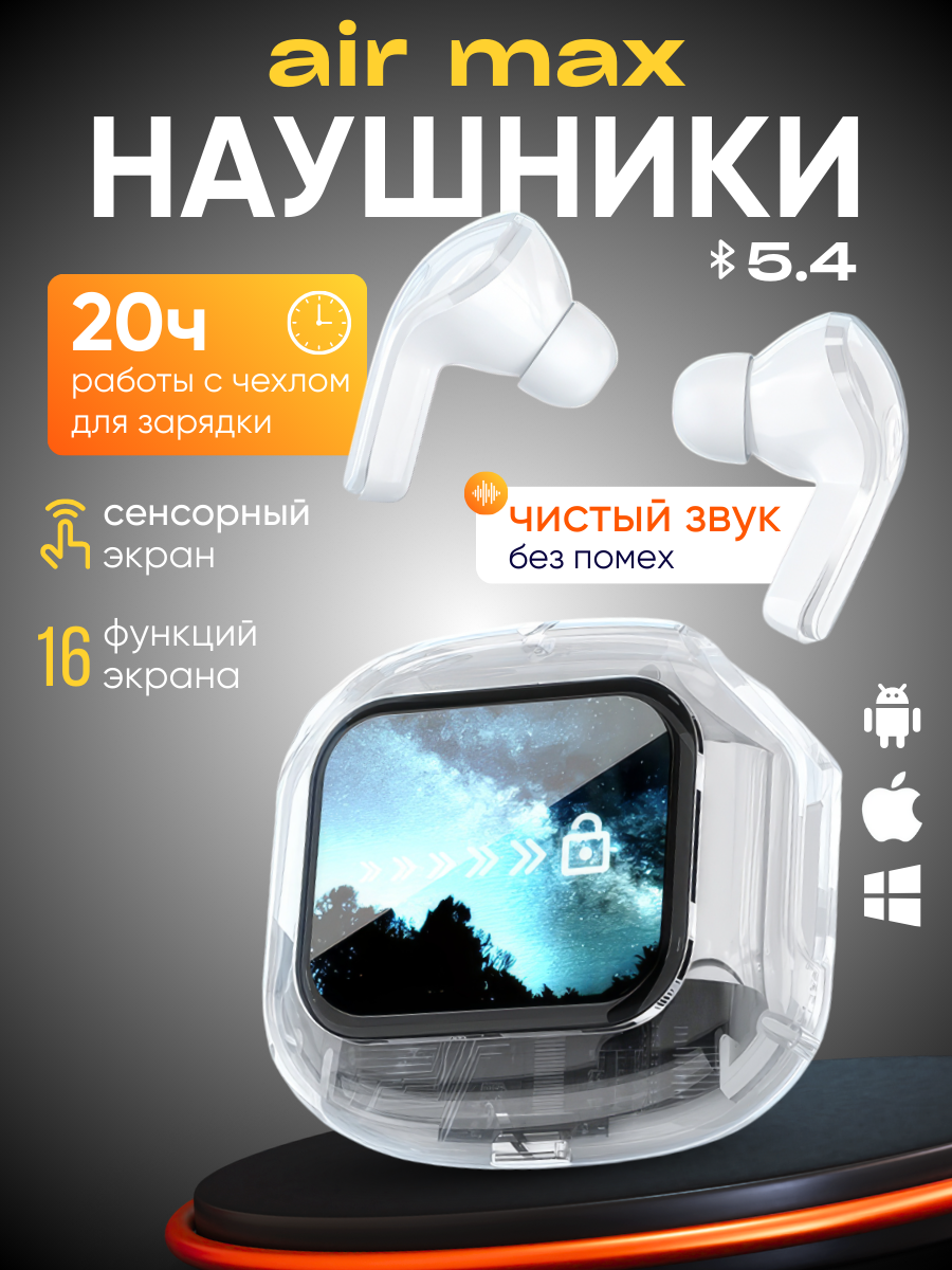 Наушники беспроводные Bluetooth с шумоподавлением, Белые