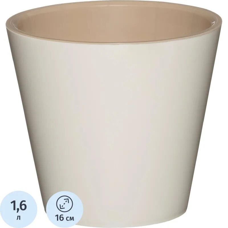 Горшок для цветов London D 160 мм 16 л Сливочный ING6204СЛ