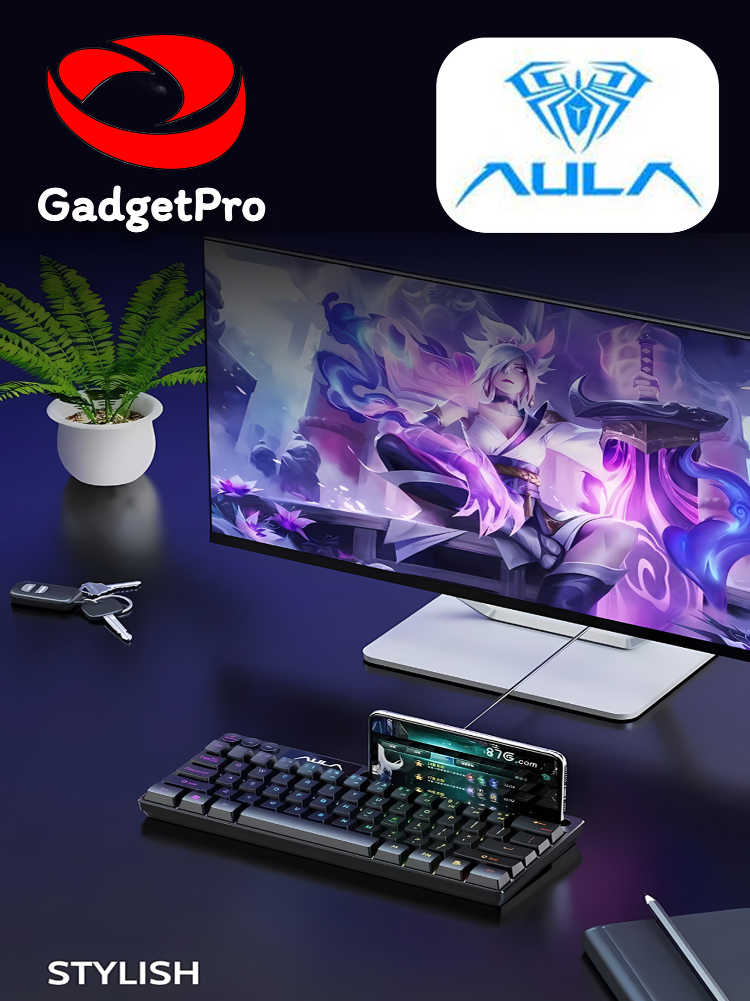 Игровая клавиатура AULA F3061, мембранная, 61 клавиша, RGB-подсветка, TKL, проводная, USB черный/black