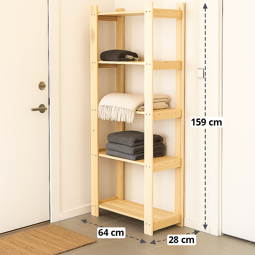 Стеллаж деревянный Альберт с размерами 65х28х159 см 5 полок массив дерева