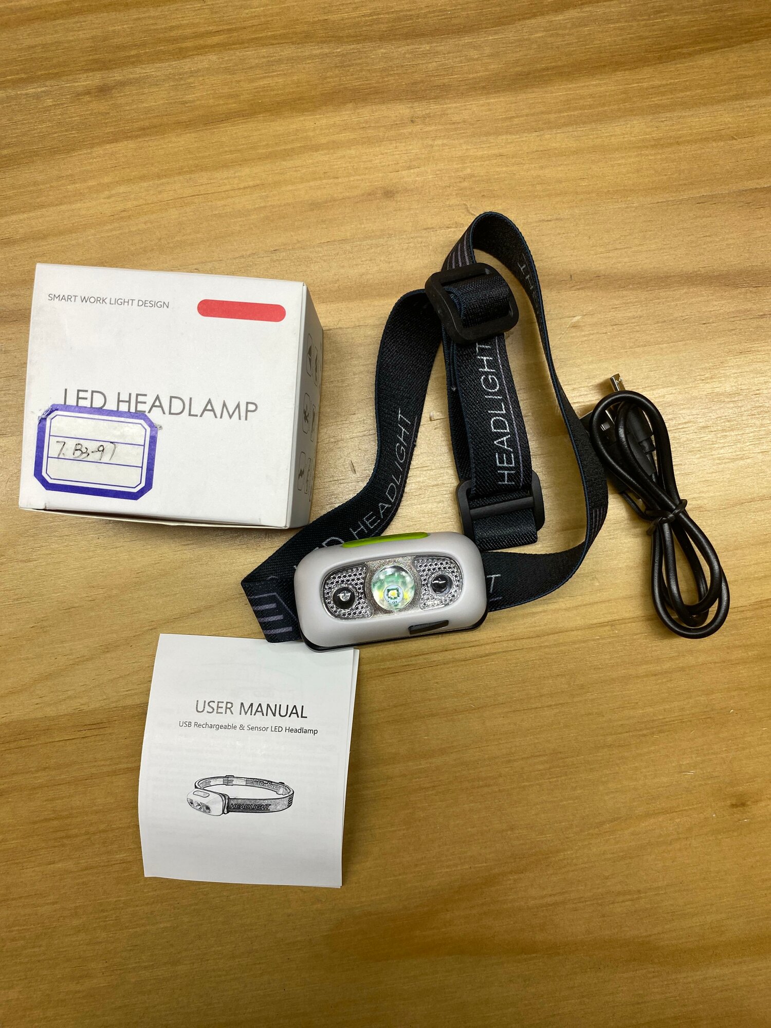 Светодиодная наружная фара ночная рыбалка с сильной световой ночной фарами со встроенной литий-ионной батареей доставки ИК-датчик сильный/средний/низкий свет/режим флэш-режима 60 ° Регулируемое основание для аварийного ремонта/высокого яркости освещения