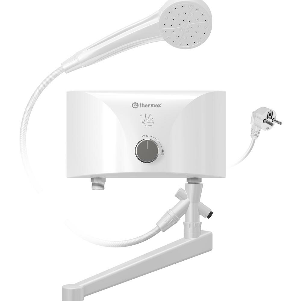 Проточный водонагреватель электрический Thermex Vetro 3500 Combi 3.5 кВт белый с душевой лейкой и краном