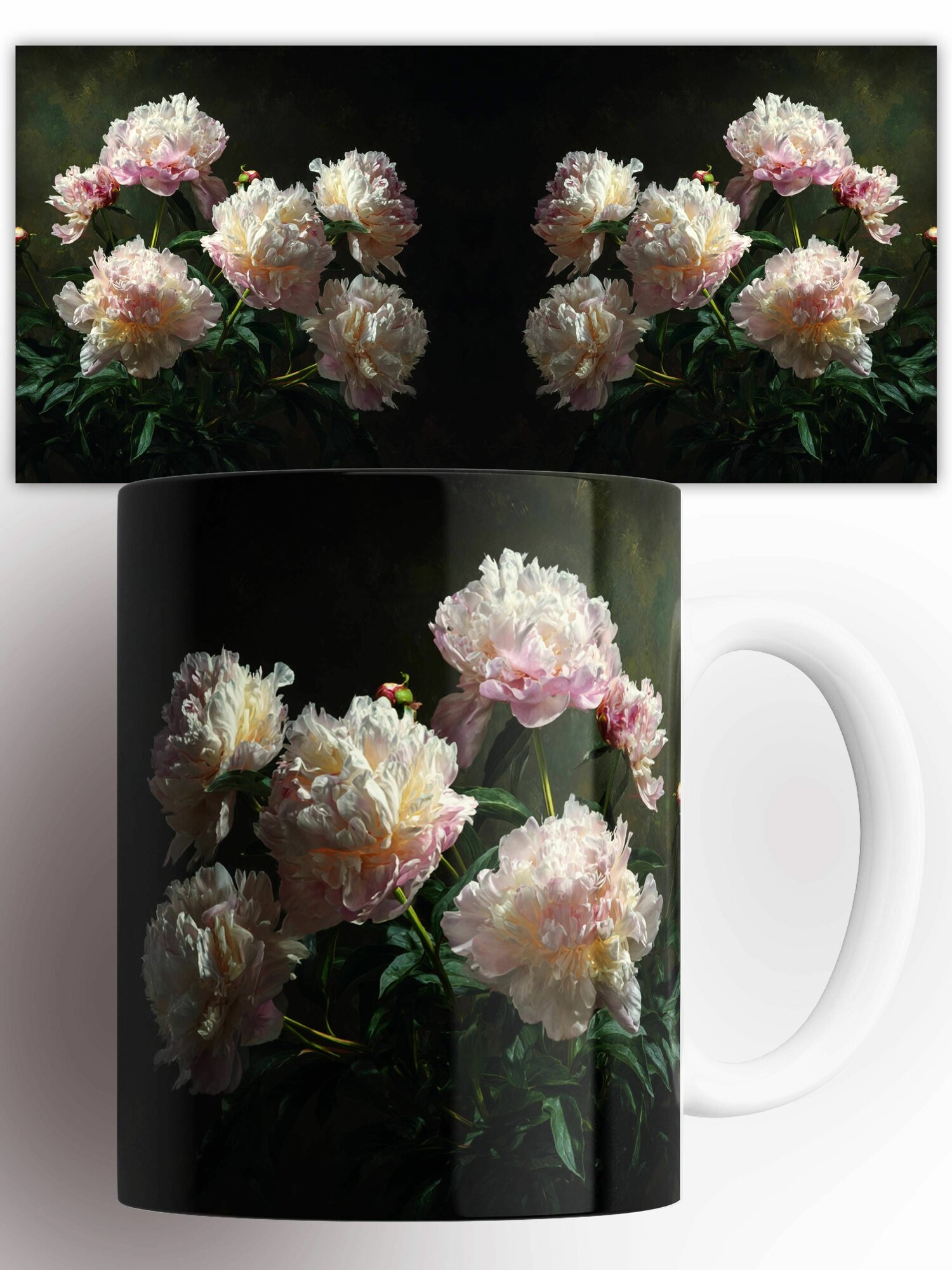 Кружка Цветы пионы 330 мл