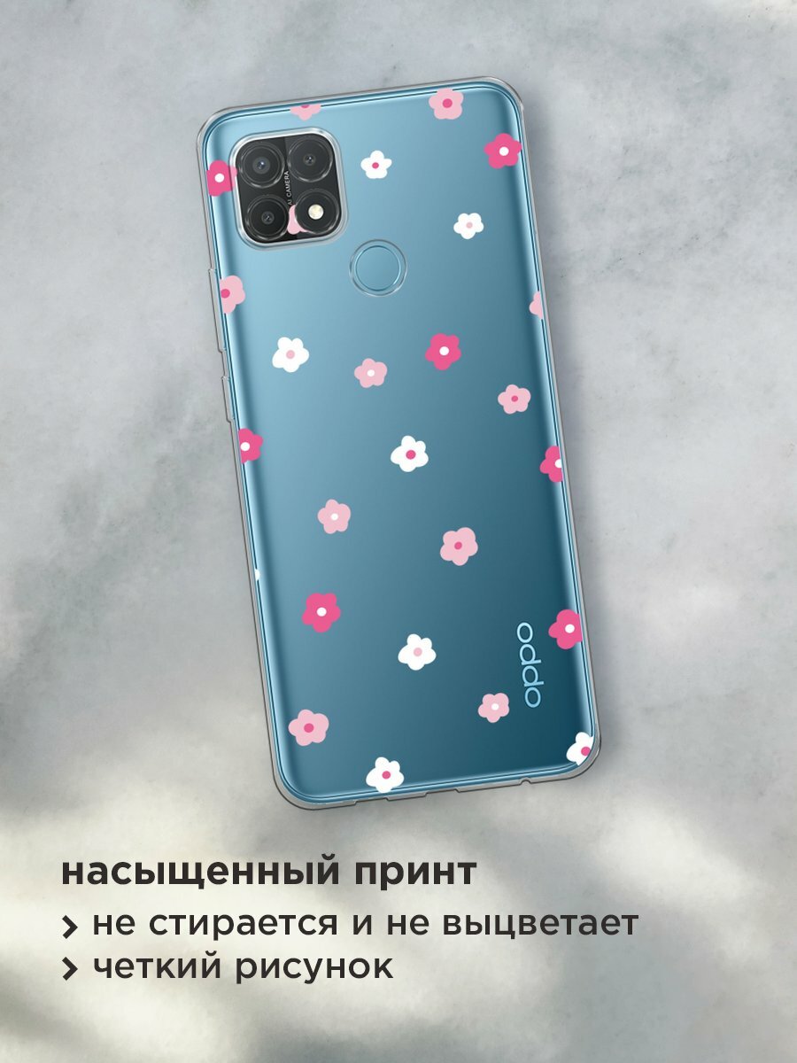 Чехол на Oppo A15/A15s / Оппо А15/A15s с принтом "Весенние цветочки рисунок", прозрачный — фото 1