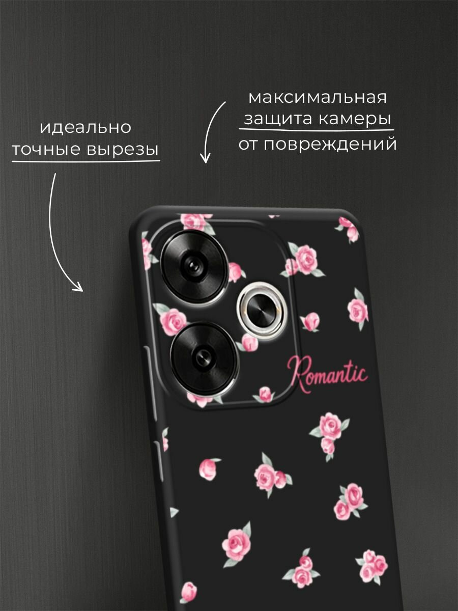 Черный матовый чехол на Xiaomi Redmi Turbo 3 / Редми Турбо 3 с принтом "Romantic 2" — фото 1