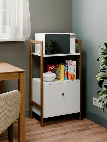 Изображение товара Стеллаж ALIBERY "фроди", белый, скандинавский стиль, универсальный, 3 полки, ящик