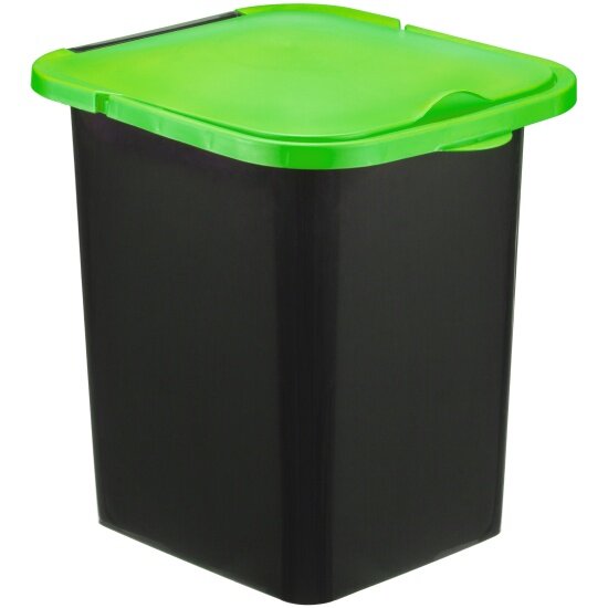 Контейнер для мусора Idea пластик пуро 18л черный с ярк. Зелен. крышкой М 2475