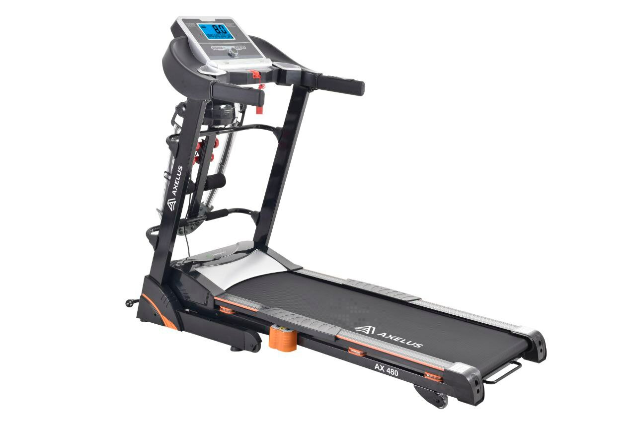 Беговая дорожка Axelus 480 2х моторная, до 120кг, 12 программ, с дополнительными аксессуарами