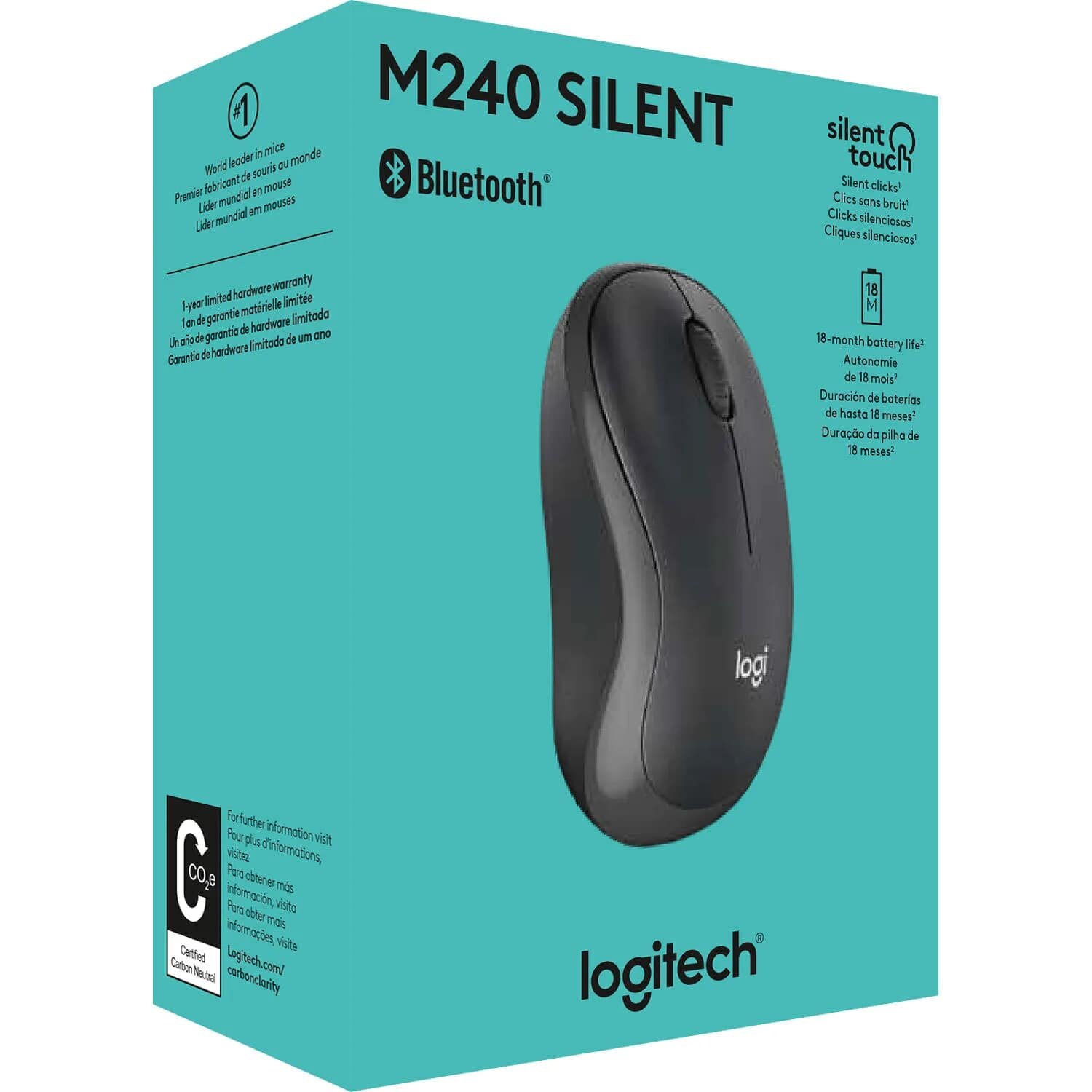 Мышь беспроводная Logitech M240, для обеих рук, бесшумная, оптическая, Graphite