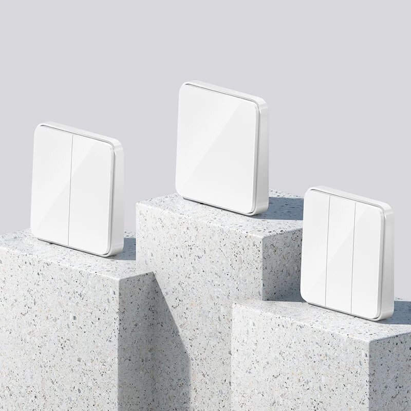 Изображение Умный переключатель Xiaomi, настенный выключатель, двойной, открытый, двойное управление, 2 режима, интеллектуальные выключатели света с лампой и приложением Mi Home, Single button