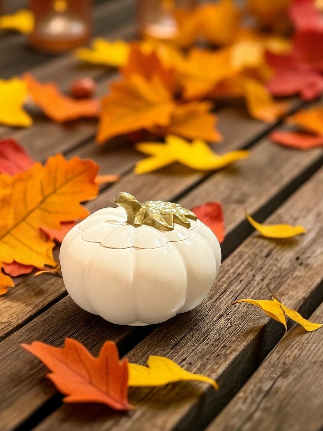 Декоративная шкатулка Тыква, 10*10*7 см - Слоновая кость