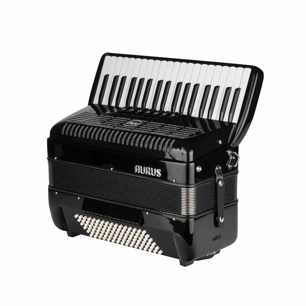 JH2017D-BLACK Аккордеон 37/96/7+2, черный, с футляром, Aurus — фото 1