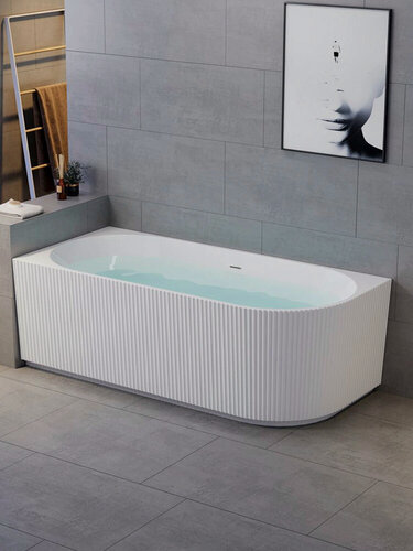 Изображение товара Акриловая ванна Royal Bath NERO 150х75х58, пристенная, левая, комплект: ванна + каркас + панель + слив-перелив click-clack