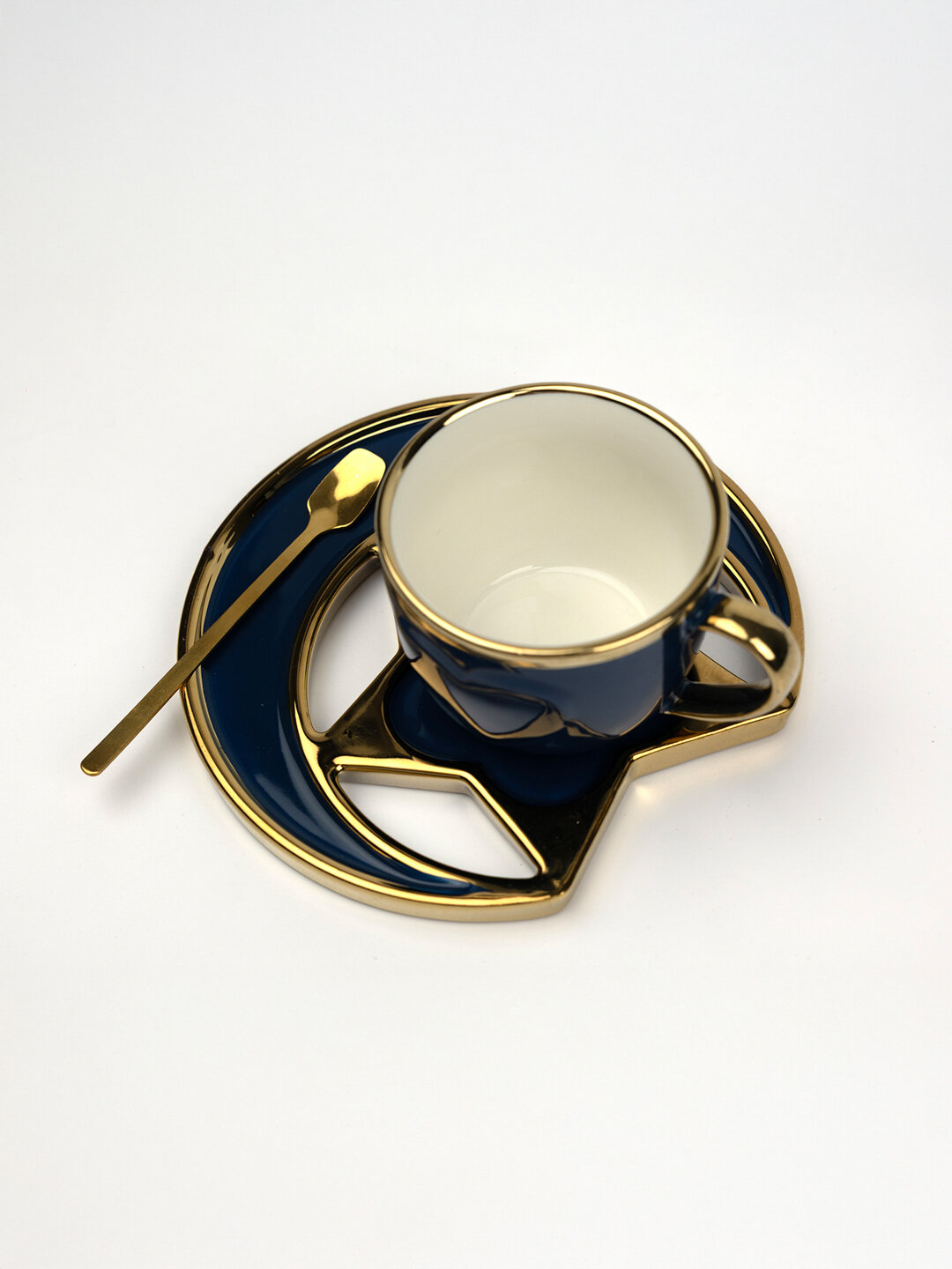 Элегантная кружка с ложкой в подарок, синий цвет, для чай, кофе