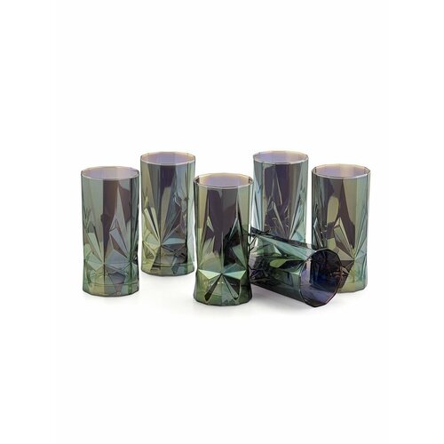 фото Стаканы glasstar exclusive "geometrica olive", 6 шт, 450 мл