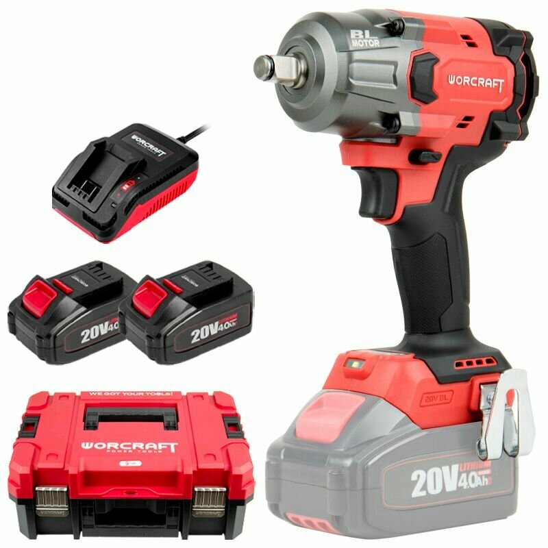 Аккумуляторный бесщеточный гайковерт WORCRAFT XCUBE006, 20V, ударный, высокий крутящий момент, профессиональный