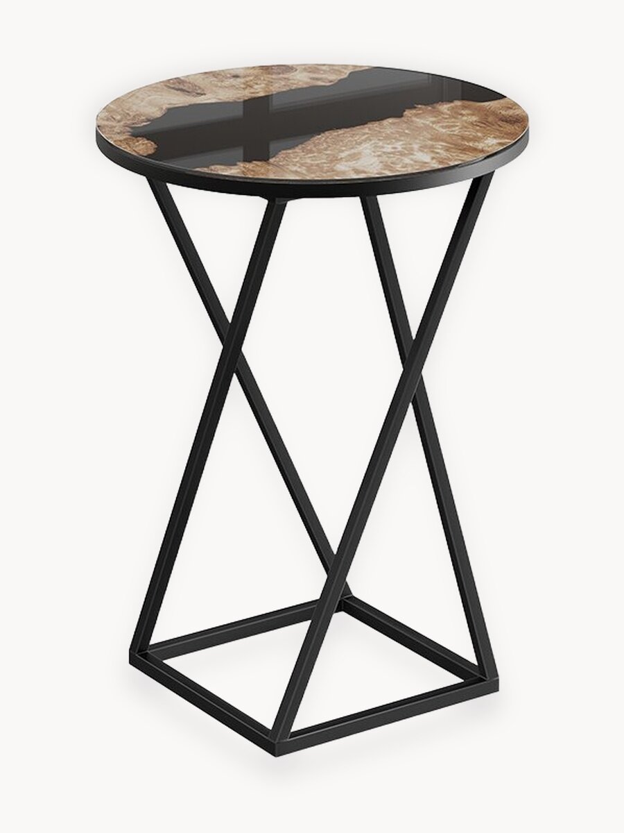 Столик журнальный круглый со стеклянной поверхностью черный, ДП 1-03-05