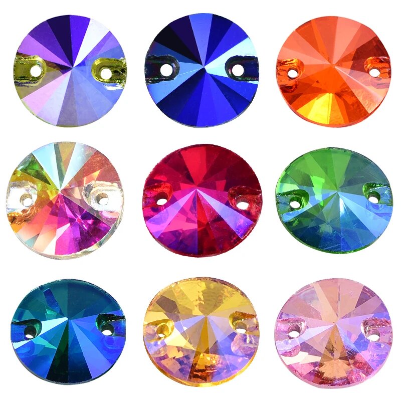 Круглые стеклянные кристаллы Rivoli MLK Фиолетовый, 10mm-72pcs, Mixed AB Colors