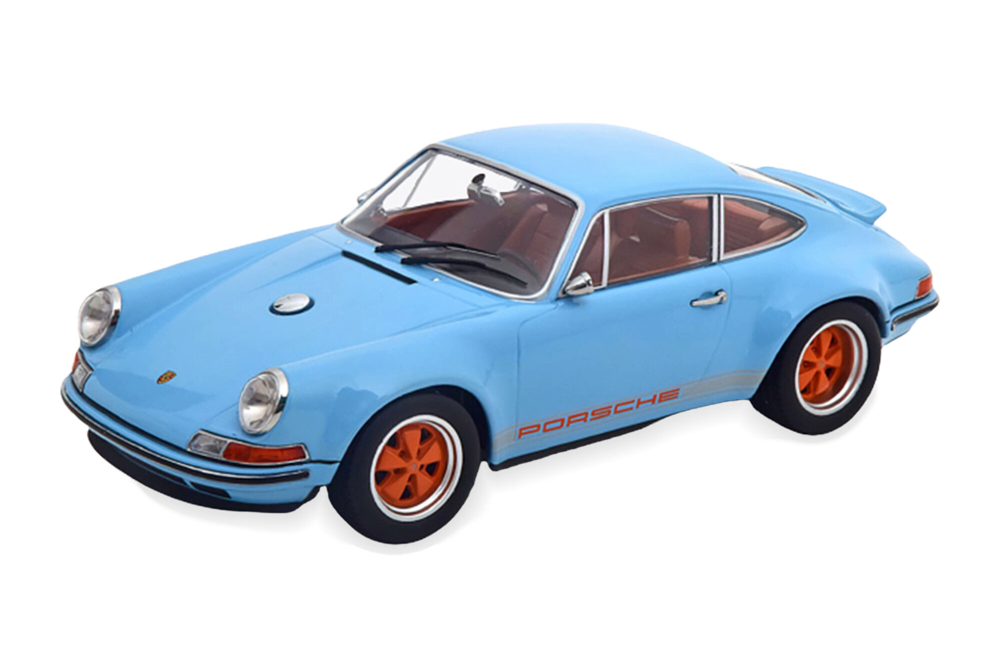 Модель коллекционная KK-SCALE Porsche singer 911 coupe light blue orange limited edition 1000 pcs