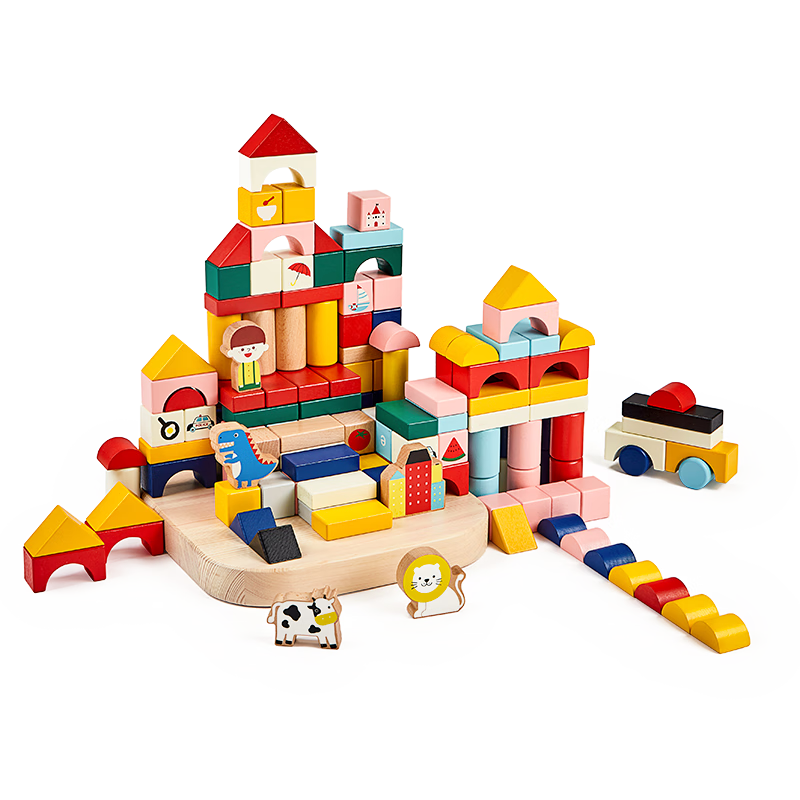 Деревянные звериные строительные блоки Imikids для малышей 6-24 месяцев комплект из 36 штук Характеристики：6-12 месяцев