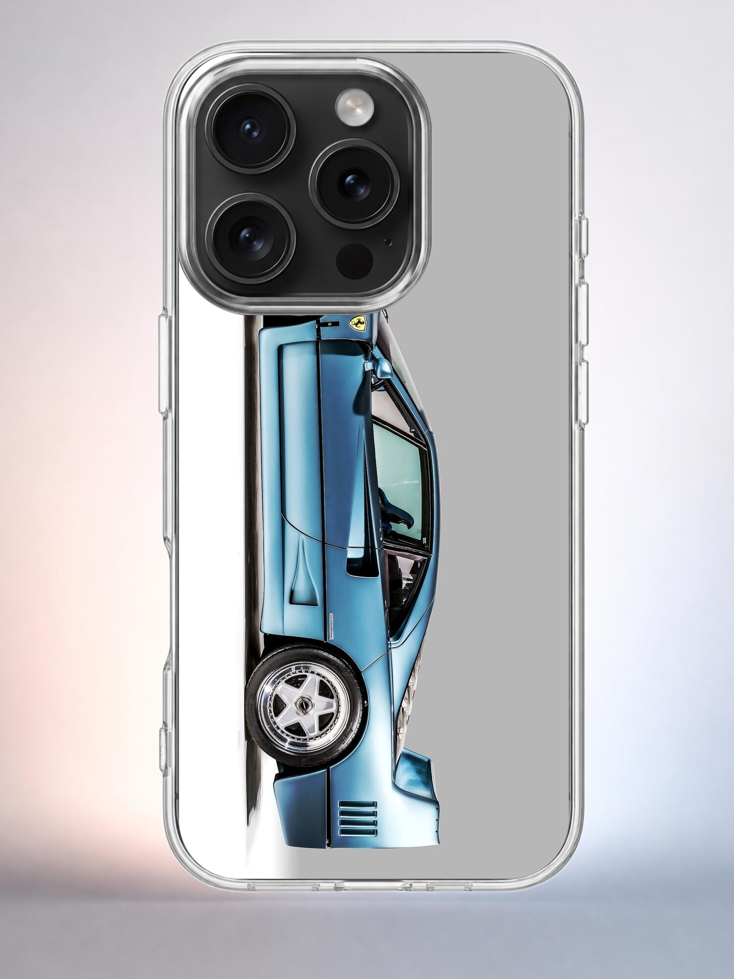 Чехол iPhone 15 Pro Ламборгини голубая Y2K Indie Sleaze