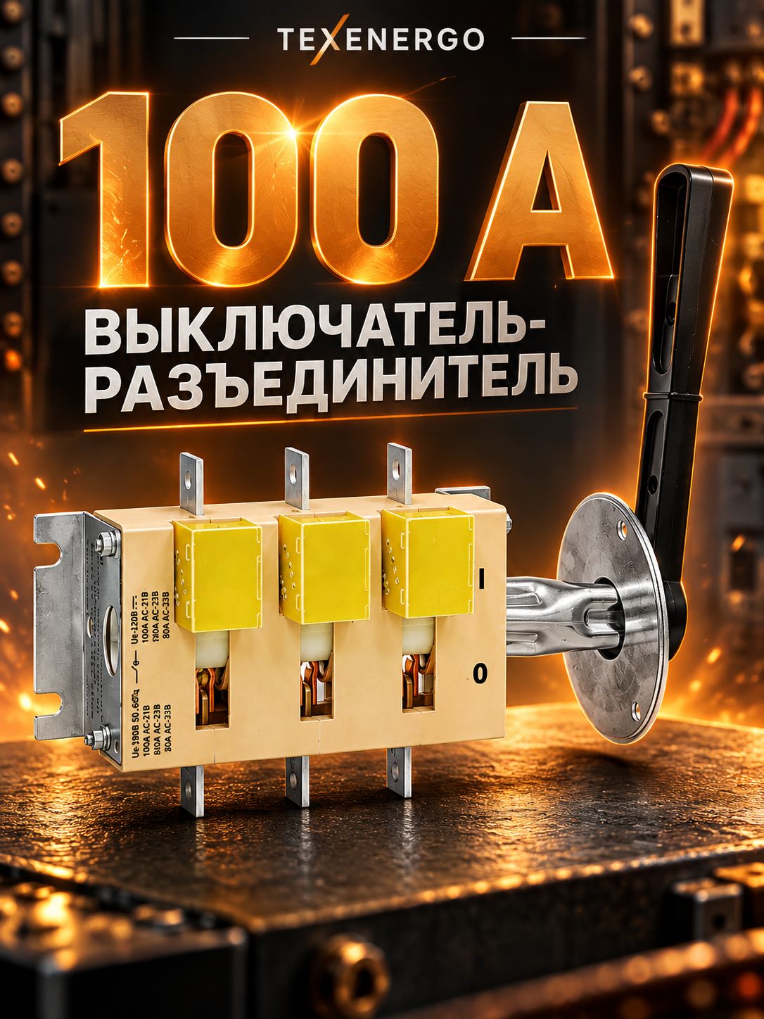 Выключатель-разъединитель 100А 1-0 УХЛ3 поворотный 32-31В 31250-32 правое исполнение Texenergo