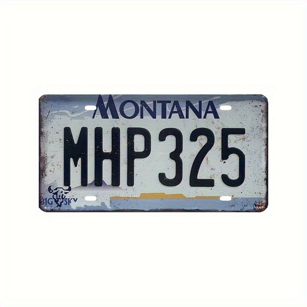 Табличка "Montana MHP 325 Big Sky", ретро стиль, металл, декор для любителя американских штатов, 15х30 см.