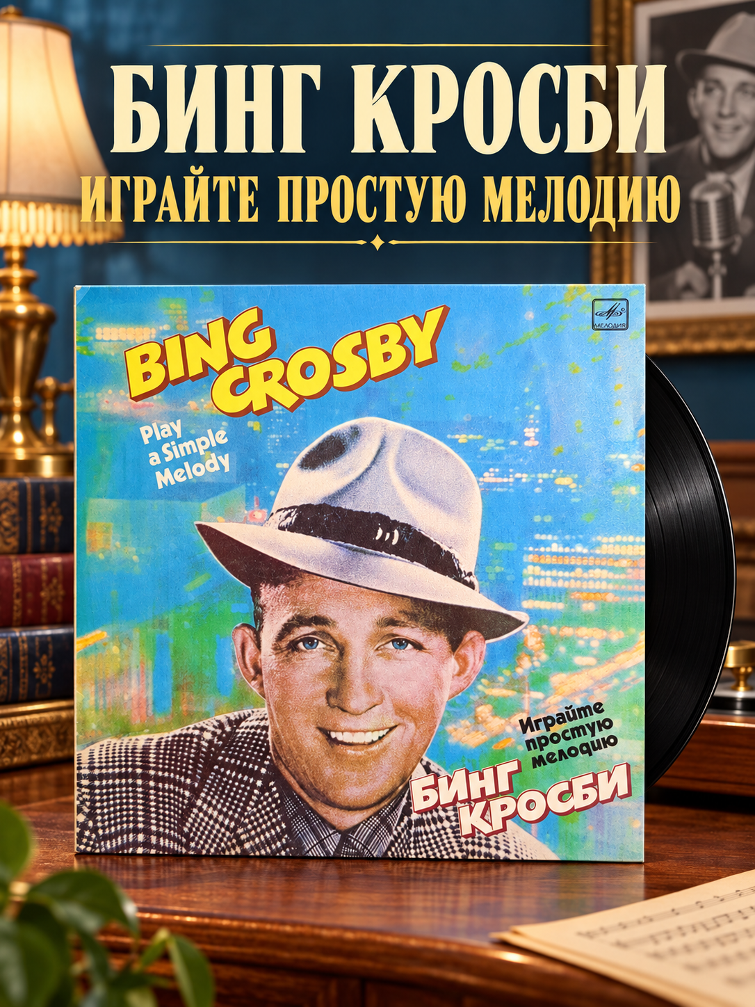 LP Бинг Кросби - Играйте простую мелодию. Виниловая пластинка 12 дюймов. Мелодия СССР 1985 год.