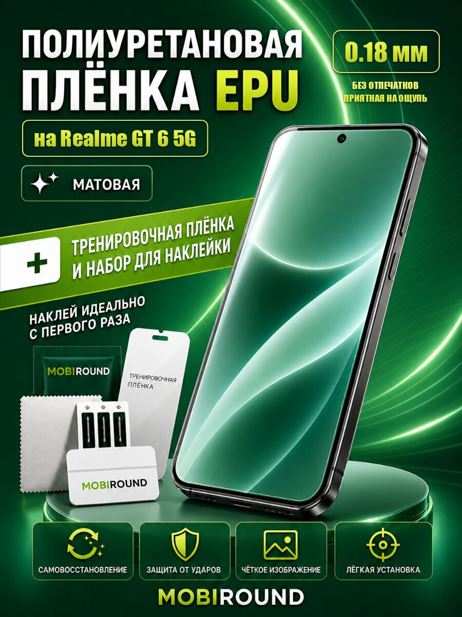 Полиуретановая пленка для Realme GT 6 5G, матовая, Толщина: 0.18 мм