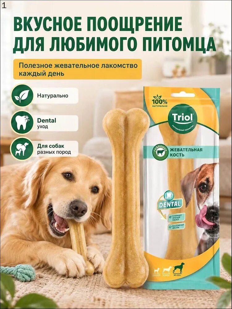 Triol Кость жевательная Dental для собак 25 см, 200-210 г, 1 шт
