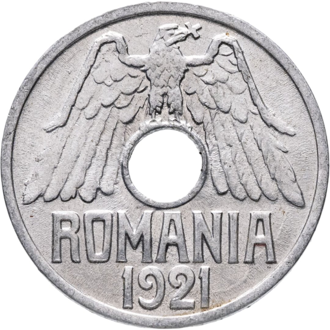 Румыния 25 банов bani 1921, Алюминий, в сохранности AU
