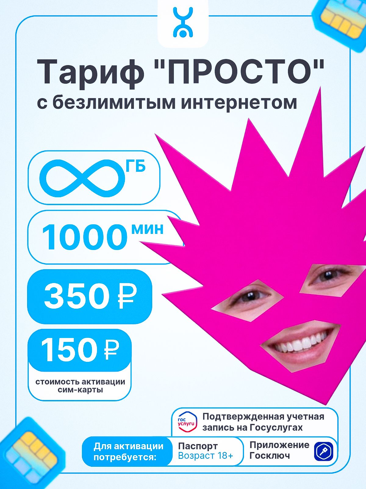 Сим-карта Yota безлимитный интернет для телефона