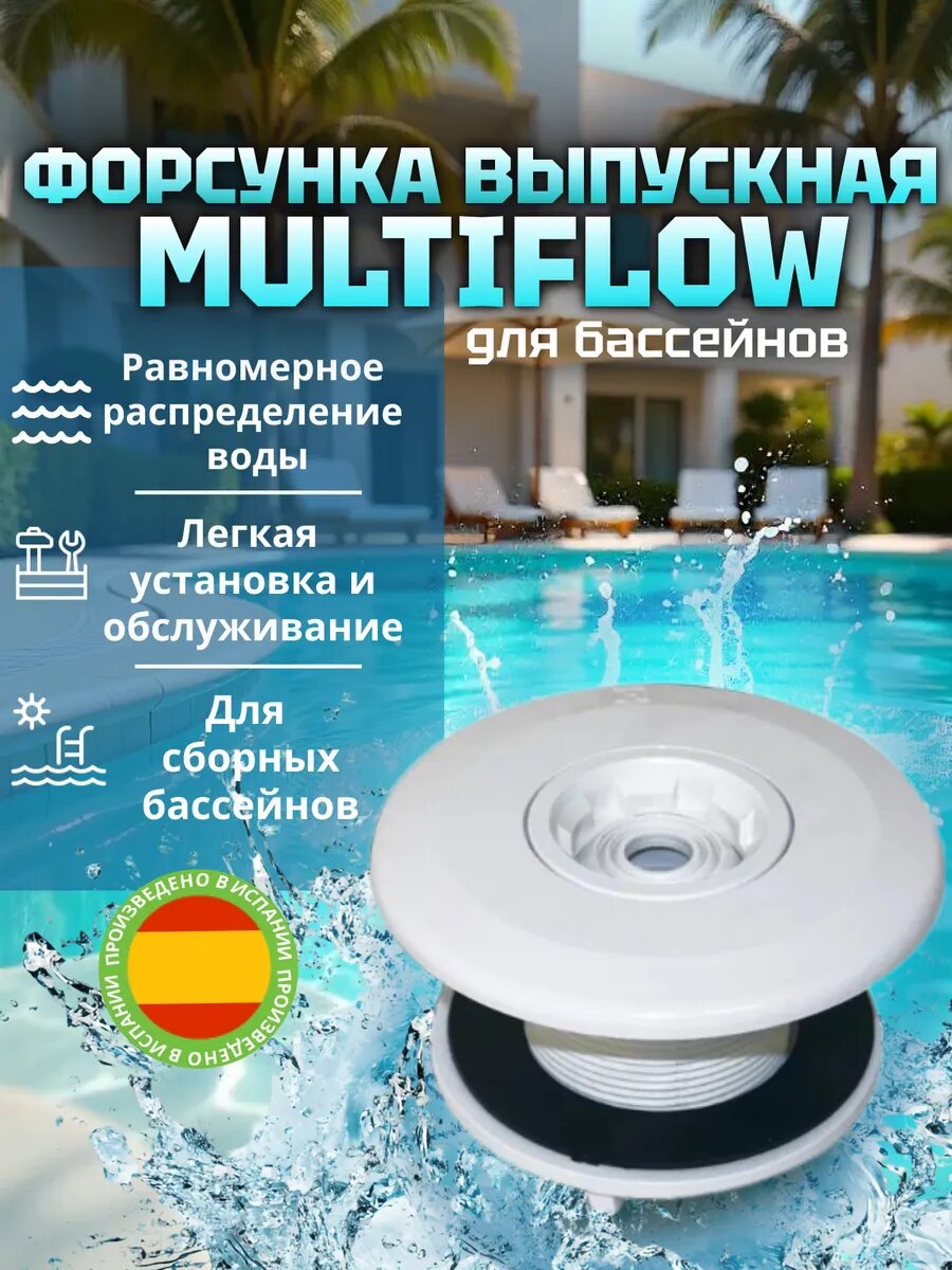 Multiflow форсунка выпускная для сборных бассейнов, 2", 50мм.